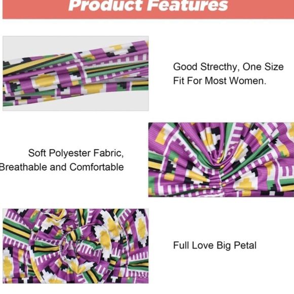 Printed 6 Pieces African Head Wraps for Women, Pre-Tied Turban Bonnet Beani…​​